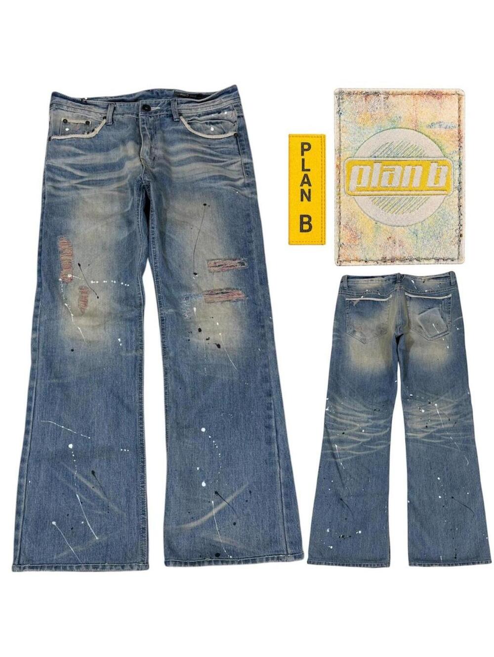 Vintage style Plan B straight fit unique shade denim jeans